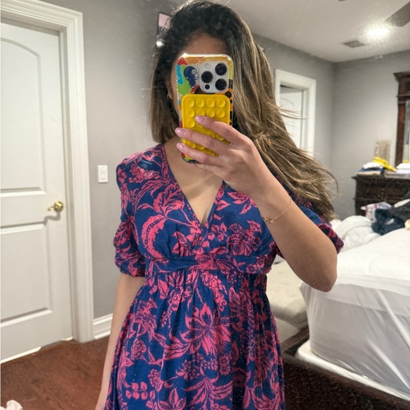 Purple and Blue Flutter Sleeve Sundress - Picture 4 of 5